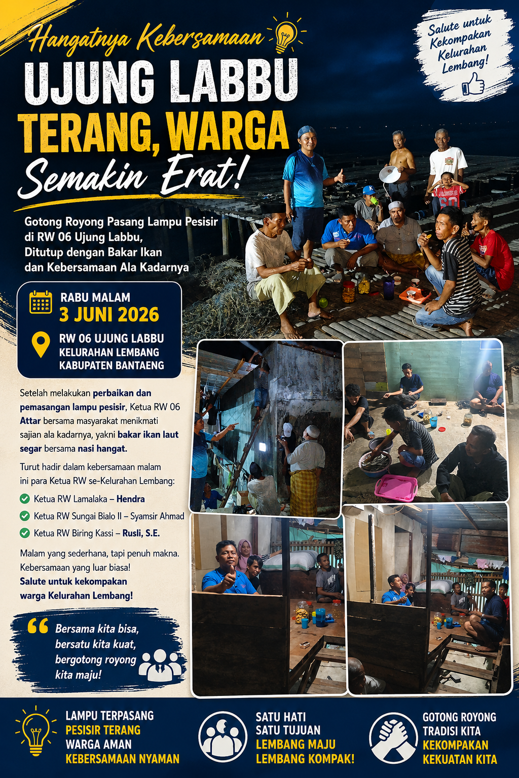 Hangatnya Kebersamaan di Ujung Labbu: Bakar Ikan Pesisir Jadi Simbol Kekompakan Warga Kelurahan Lembang