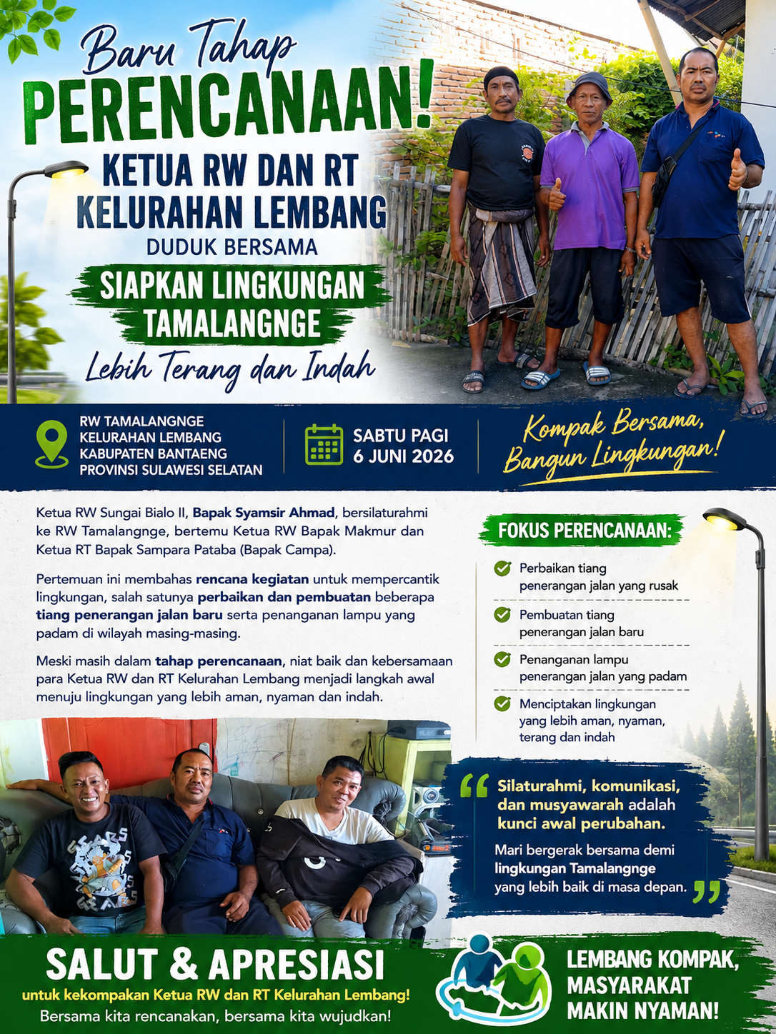 TAHAP PERENCANAAN! Ketua RW dan RT Kelurahan Lembang Duduk Bersama, Siapkan Lingkungan Tamalangnge Lebih Terang dan Indah