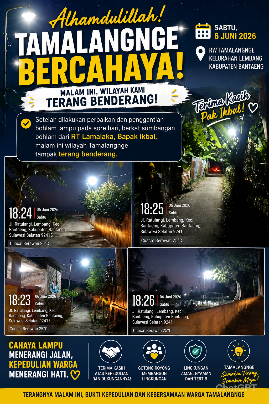 TAMALANGNGE BERCAHAYA! Aksi Cepat dan Kepedulian Warga Bikin Malam Minggu Makin Terang Benderang